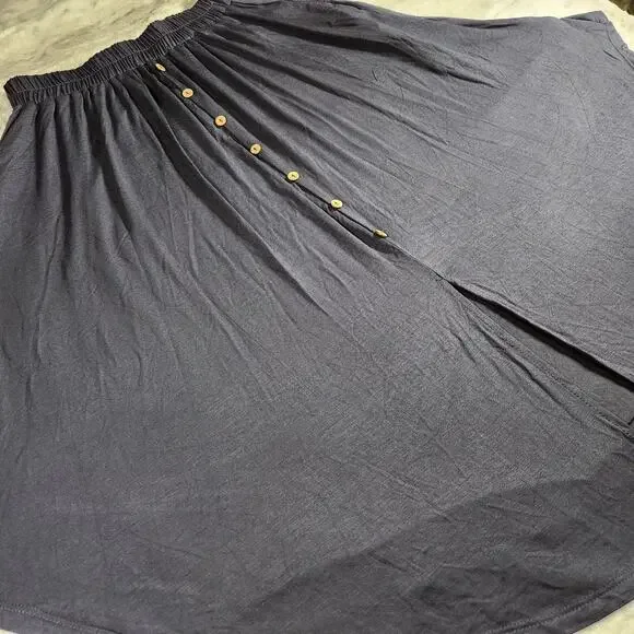 Sozy Gwendolyn Graphite Gray Chic Soft Modal Midi Skirt with Pockets Size S - Picture 4 of 8